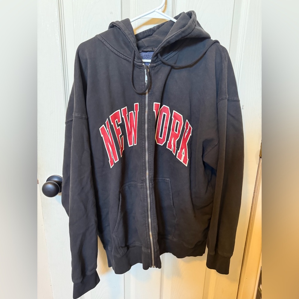 brandy melville black oversized zip up jacket